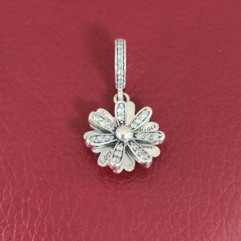 Pandora Sparkling Daisy Flower Dangle Charm Bracelet Pendant S925 ALE with box